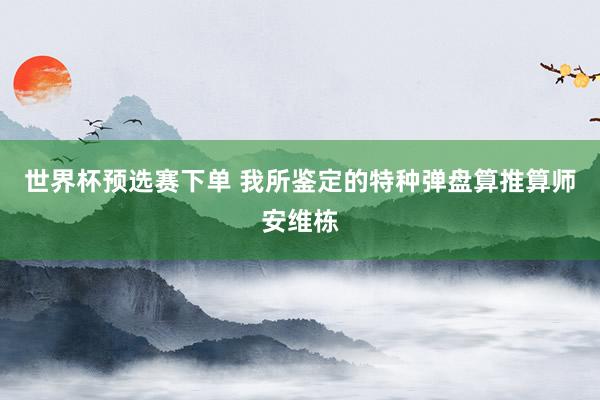 世界杯预选赛下单 我所鉴定的特种弹盘算推算师安维栋