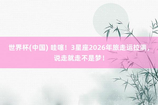 世界杯(中国) 哇噻！3星座2026年旅走运拉满，说走就走不是梦！