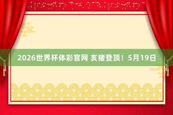 2026世界杯体彩官网 亥猪登顶！5月19日