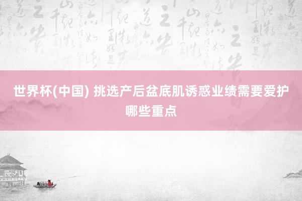 世界杯(中国) 挑选产后盆底肌诱惑业绩需要爱护哪些重点