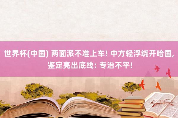 世界杯(中国) 两面派不准上车! 中方轻浮绕开哈国， 鉴定亮出底线: 专治不平!