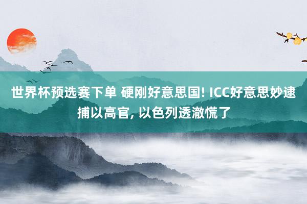 世界杯预选赛下单 硬刚好意思国! ICC好意思妙逮捕以高官， 以色列透澈慌了