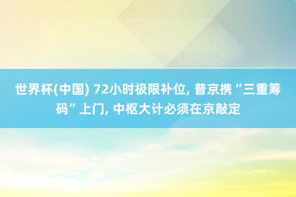 世界杯(中国) 72小时极限补位， 普京携“三重筹码”上门， 中枢大计必须在京敲定