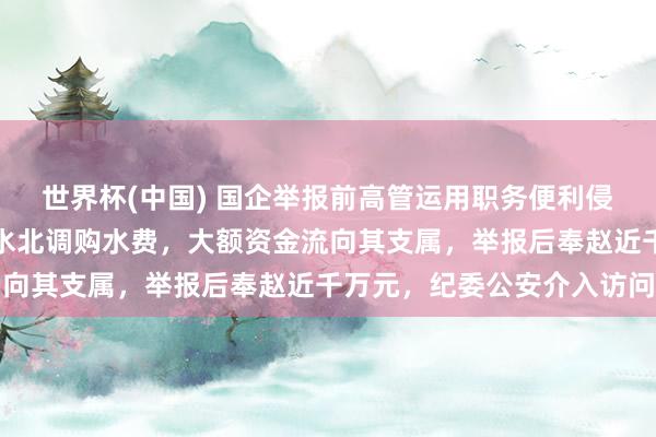 世界杯(中国) 国企举报前高管运用职务便利侵吞公款数千万元，涉南水北调购水费，大额资金流向其支属，举报后奉赵近千万元，纪委公安介入访问