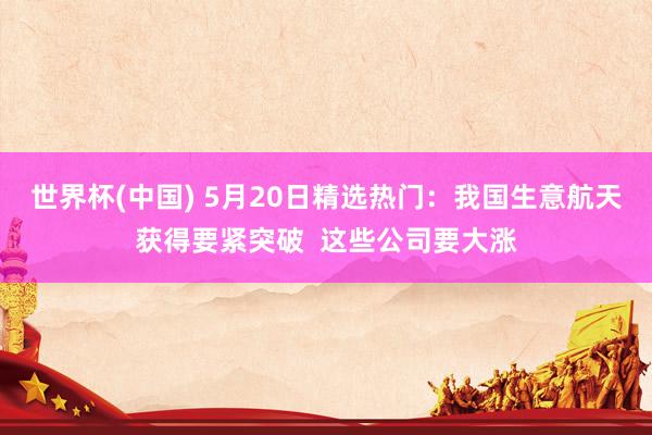 世界杯(中国) 5月20日精选热门：我国生意航天获得要紧突破  这些公司要大涨