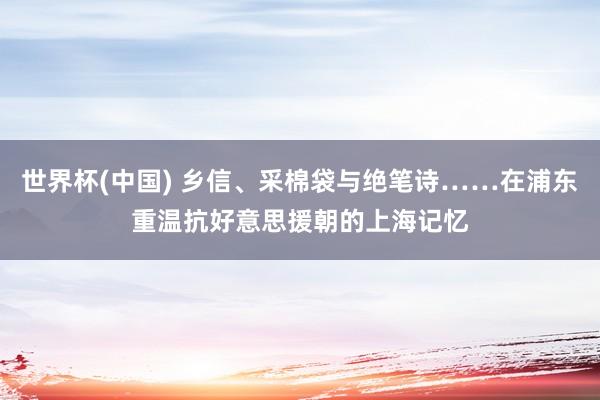 世界杯(中国) 乡信、采棉袋与绝笔诗……在浦东重温抗好意思援朝的上海记忆