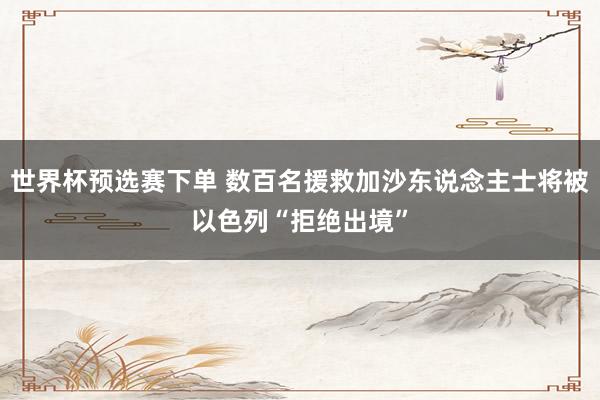 世界杯预选赛下单 数百名援救加沙东说念主士将被以色列“拒绝出境”