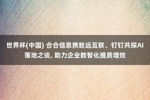 世界杯(中国) 合合信息携致远互联、钉钉共探AI落地之谈， 助力企业数智化提质增效