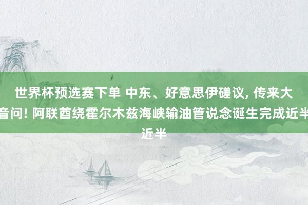 世界杯预选赛下单 中东、好意思伊磋议， 传来大音问! 阿联酋绕霍尔木兹海峡输油管说念诞生完成近半