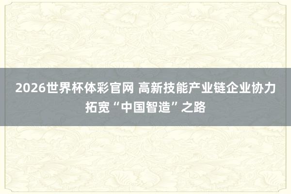 2026世界杯体彩官网 高新技能产业链企业协力拓宽“中国智造”之路