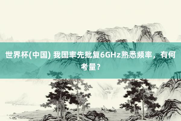 世界杯(中国) 我国率先批复6GHz熟悉频率，有何考量？