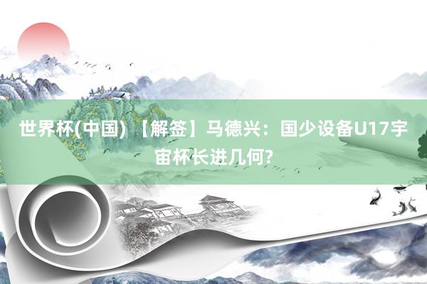 世界杯(中国) 【解签】马德兴：国少设备U17宇宙杯长进几何?