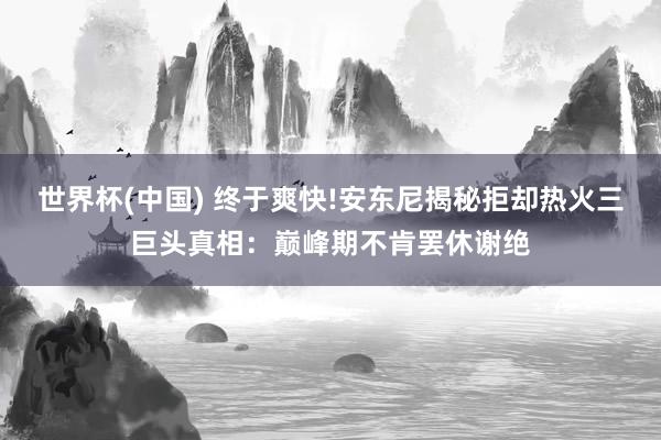 世界杯(中国) 终于爽快!安东尼揭秘拒却热火三巨头真相：巅峰期不肯罢休谢绝