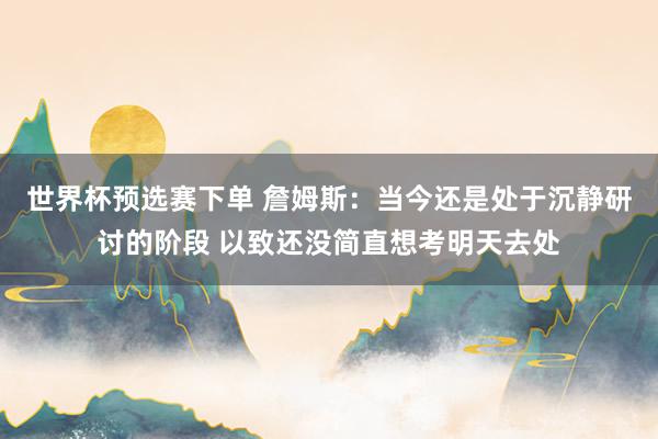 世界杯预选赛下单 詹姆斯：当今还是处于沉静研讨的阶段 以致还没简直想考明天去处