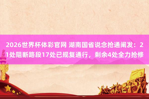 2026世界杯体彩官网 湖南国省说念抢通阐发：21处阻断路段17处已规复通行，剩余4处全力抢修