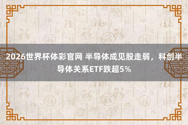 2026世界杯体彩官网 半导体成见股走弱，科创半导体关系ETF跌超5%