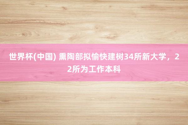 世界杯(中国) 熏陶部拟愉快建树34所新大学，22所为工作本科