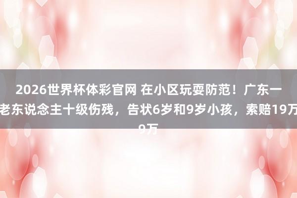 2026世界杯体彩官网 在小区玩耍防范！广东一老东说念主十级伤残，告状6岁和9岁小孩，索赔19万
