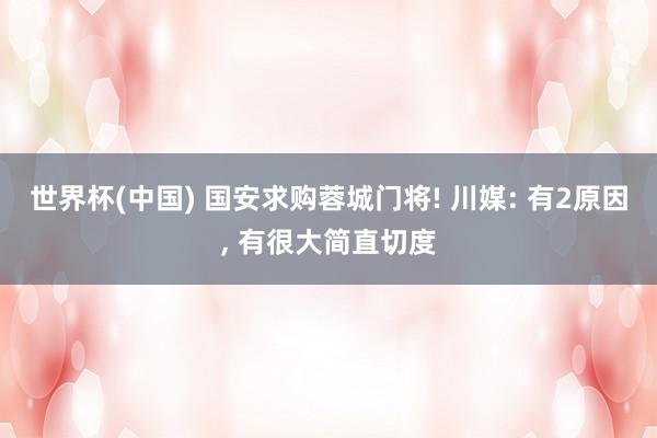 世界杯(中国) 国安求购蓉城门将! 川媒: 有2原因， 有很大简直切度