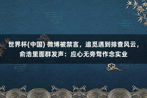 世界杯(中国) 微博被禁言，追觅遇到排查风云，俞浩里面群发声：应心无旁骛作念实业