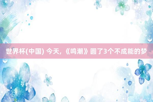 世界杯(中国) 今天， 《鸣潮》圆了3个不成能的梦