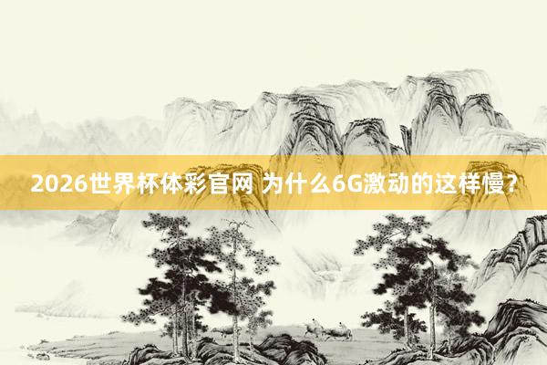 2026世界杯体彩官网 为什么6G激动的这样慢？