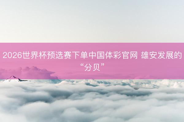 2026世界杯预选赛下单中国体彩官网 雄安发展的“分贝”